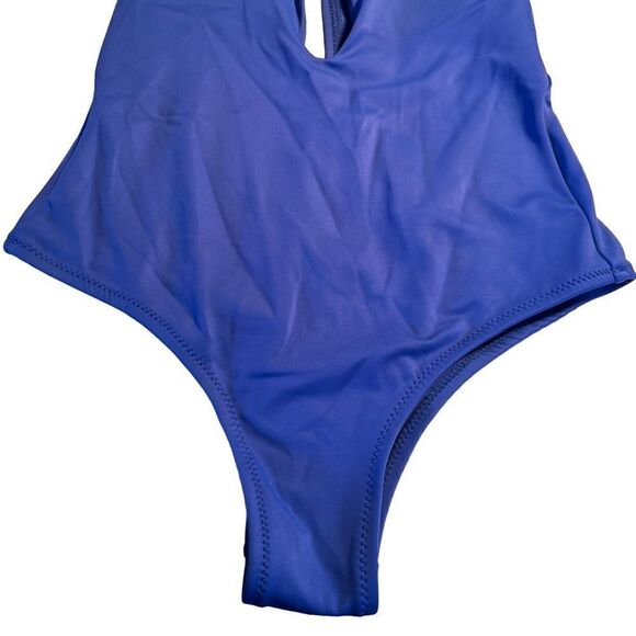 Peixoto Flamingo One Piece blue V neck halter back swimsuit S - Picture 5 of 9